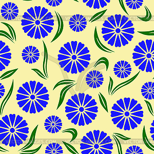 Blue flowers pattern seamless - vector image