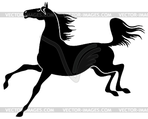 Silhouette of graceful horse galloping - vector image