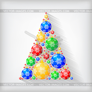 Christmas decorative fir tree of multicolor balls - vector image