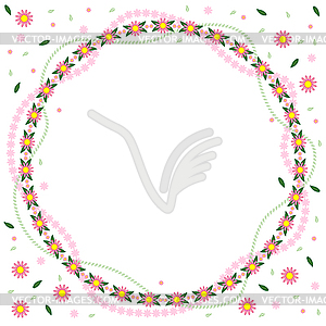 Round greeting frame of floral garland - royalty-free vector clipart