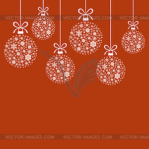 Christmas decorative white balls of snowflakes on - vector clip art