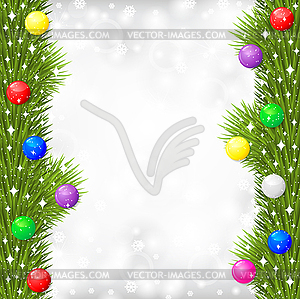 Christmas card with fir branch garland decorated - vector clipart