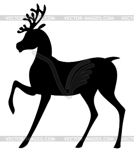 Silhouette of cute Christmas deer - vector clipart