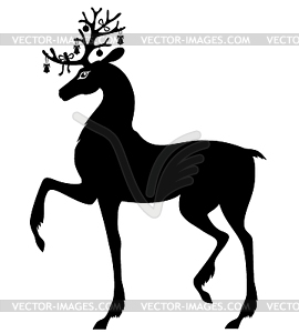 Silhouette of Christmas deer - vector clipart