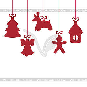 Silhouette of Christmas decorative baubles - vector clip art