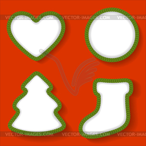 Set Christmas borders different form for greeting - royalty-free vector clipart