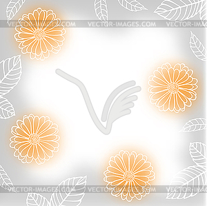 Greeting blur background with contour calendula - vector clipart