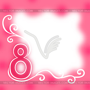 8 march congratulatory on pink blur background - vector clipart