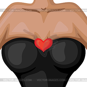 Icon in form of neckline with heart - vector image