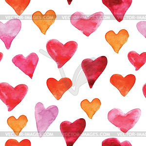 Watercolor hearts pattern seamless - vector clipart