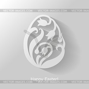 Decorative floral Easter egg flat icon - vector clip art