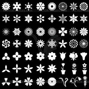 64 flowers icons set - vector clipart