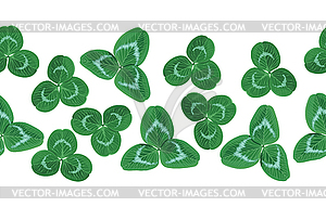 Clovers green leaves horizontal seamless garland - vector image