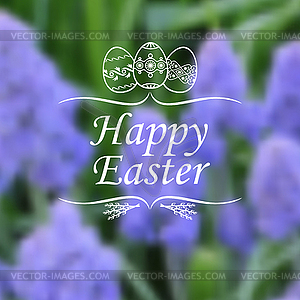 Easter card on blur spring background - stock vector clipart