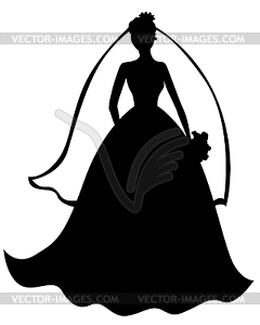 Silhouette of beautiful bride - vector clipart