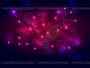 Valentine`s day background with blowing hearts - vector image