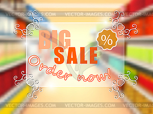 Big sale in supermarket, concept poster - vector clipart