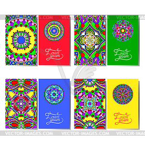 Collection of ornamental floral business cards, - vector clipart