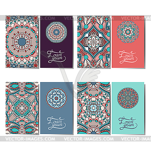 Collection of ornamental floral business cards, - vector clipart