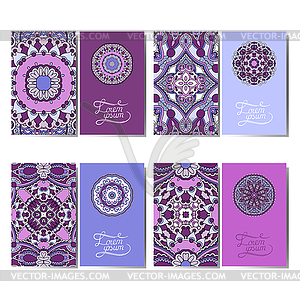 Collection of ornamental floral business cards, - vector clipart / vector image