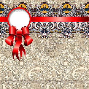 Ethnic ornamental pattern with silk ribbon - vector image