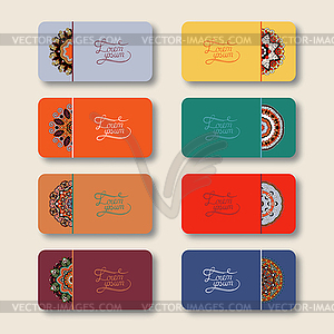 Collection of ornamental floral business cards, - vector EPS clipart