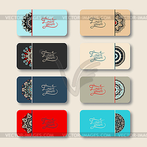 Collection of ornamental floral business cards, - vector clipart