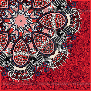 Floral round pattern in ukrainian oriental ethnic - vector image