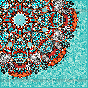 Floral round pattern in ukrainian oriental ethnic - vector image