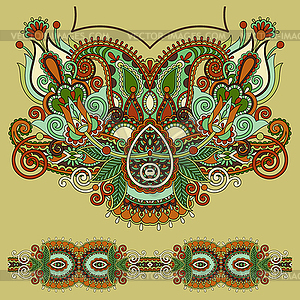 Neckline ornate floral paisley embroidery fashion - vector clipart / vector image