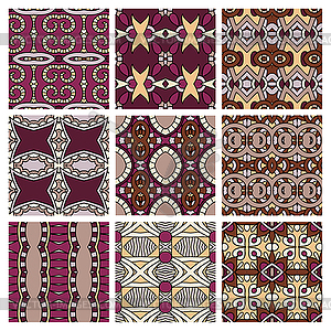 Set of different seamless colored vintage - vector image