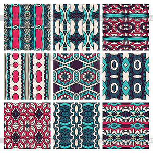 Set of different seamless colored vintage - vector image