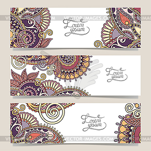 Set of decorative flower template banner, card, - vector clip art