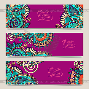 Set of decorative flower template banner, card, - vector clipart