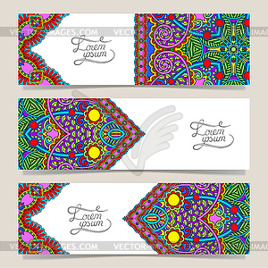 Set of three horizontal banners with decorative - royalty-free vector image