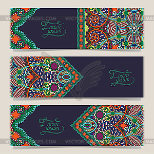 Set of three horizontal banners with decorative - vector image