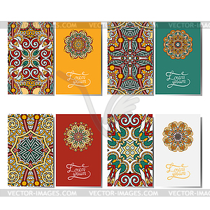 Collection of ornamental floral business cards, - vector clipart