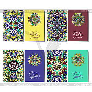 Collection of ornamental floral business cards, - royalty-free vector image