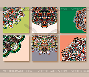 Collection of decorative floral greeting cards in - vector clip art