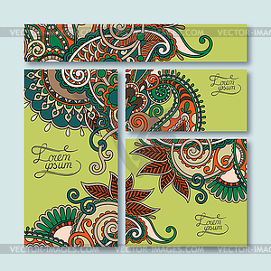 Collection of decorative floral greeting cards in - vector clipart