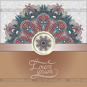 Floral round pattern in ukrainian oriental ethnic - vector clipart