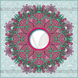 Floral round pattern in ukrainian oriental ethnic - vector image