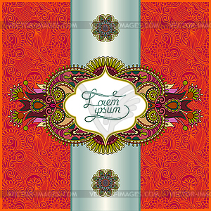 Unusual floral ornamental template with place for - vector image