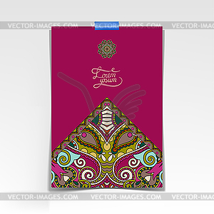 Decorative sheet of paper with oriental floral - vector image