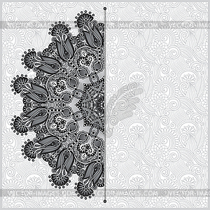 Circle grey lace ornament, round ornamental - vector clipart / vector image