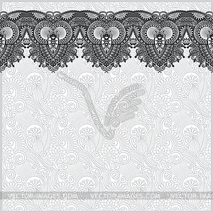 Grey ornamental background with flower ribbon, - vector clip art