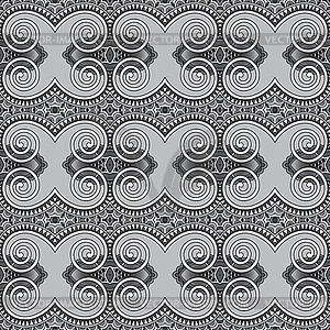 Grey geometry vintage floral seamless pattern - vector clipart