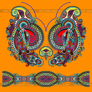 Neckline ornate floral paisley embroidery fashion - vector image