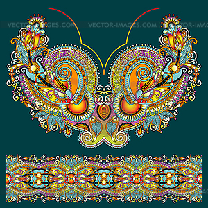 Neckline ornate floral paisley embroidery fashion - vector clip art