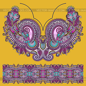 Neckline ornate floral paisley embroidery fashion - vector clipart